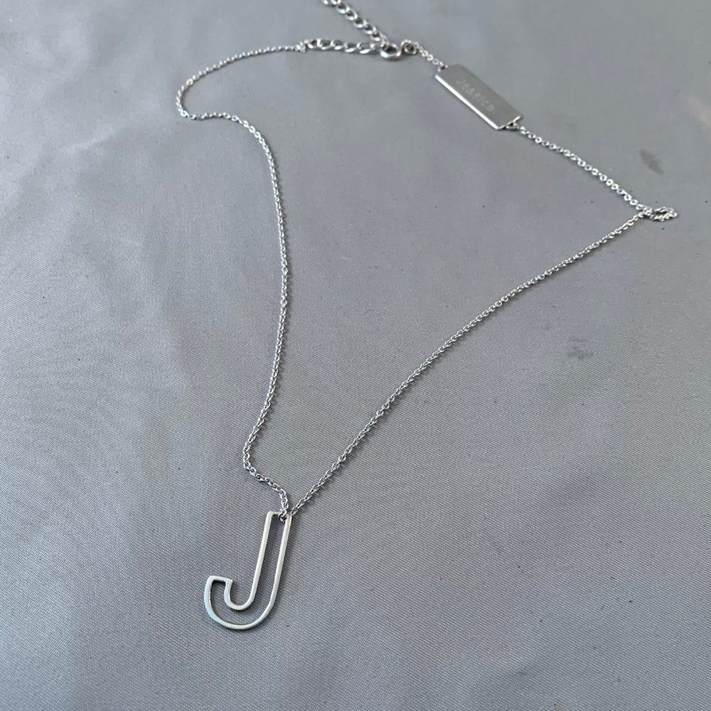 "J" for "Jessica" Pendant Silver Necklace